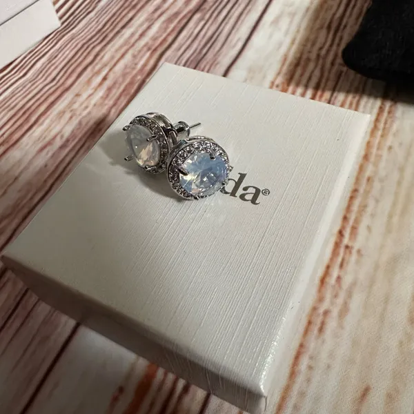 Piercing Pagoda Silver Moonstone CZ Halo Stud Earrings - Image 9