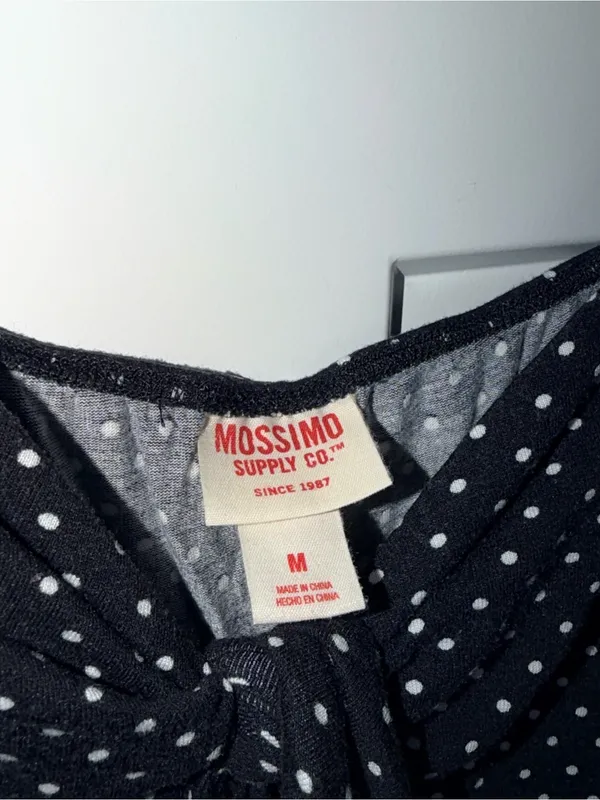 Black and White Polka Dot Tie Front Tank Size M - Image 3