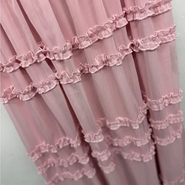 Lulus Enchantingly Sweet Blush Pink Chiffon Backless Maxi Dress SOLD OUT - Image 4