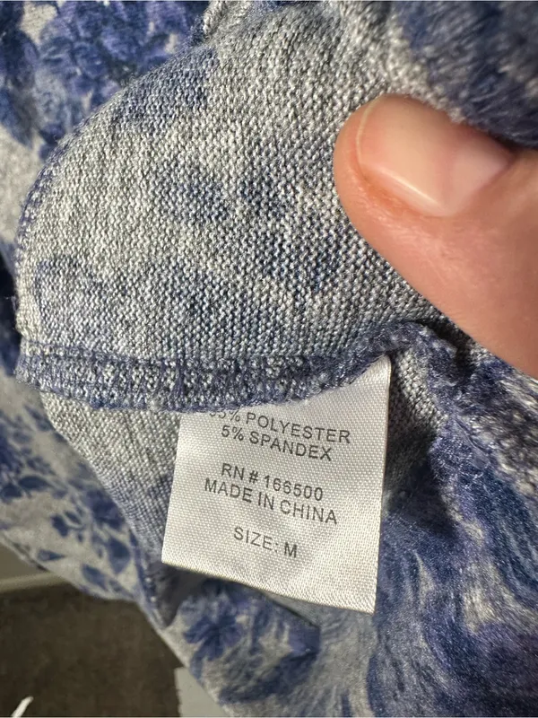 N275. Emily Daniels Floral Fantasy Hoodie in Gray and Blue size M - Image 2