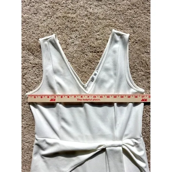 Venus White Wide Leg Tie Waist Jumpsuit Size L - Image 3
