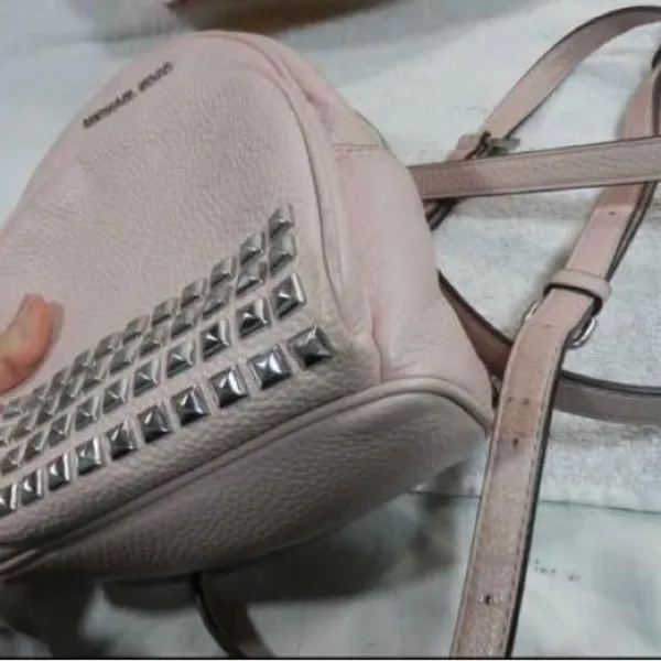 Michael Kors Abbey Studded Pink Pebble Leather Mini Backpack - Image 5