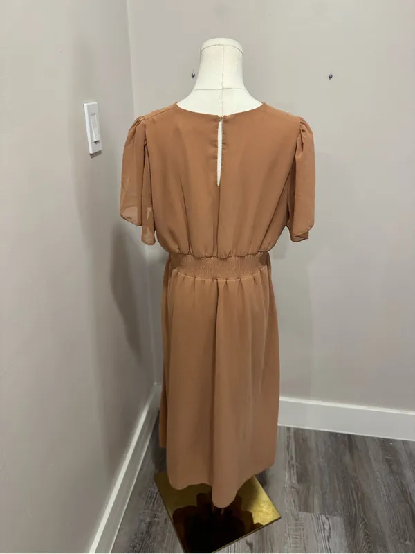 Baltic Born Sarah Smocked Waist Midi Dress Large Short‎ Flutter Sleeve - Image 3