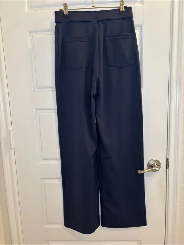Halara High Waisted Button Front Wide Leg Pants Navy Blue S - Image 3