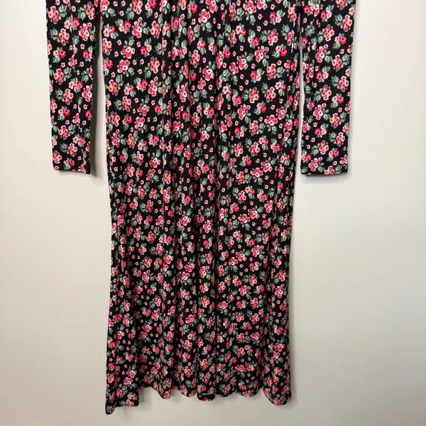 NWT Boden Women’s Jersey Tea Midi Dress Diamond Rose Floral Black Pink 6 Petite - Image 8