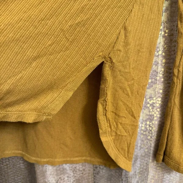 Free People Lola Mustard Golden Yellow Mesh Sheer Long Sleeve Top XS - Image 6