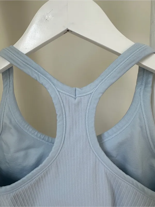 Women’s Light Blue Ribbed Racerback Tank Top Size Medium - Image 3
