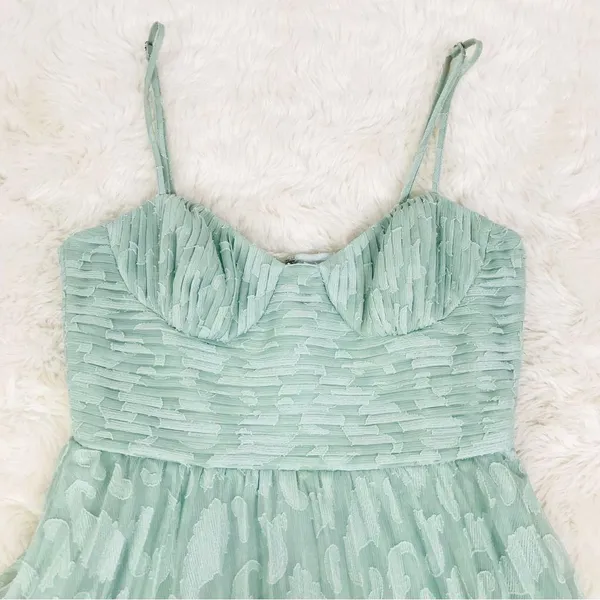 GIANNI BINI Sage Green Tiered Corset Midi Dress Cocktail Party Formal Size 2 New - Image 4