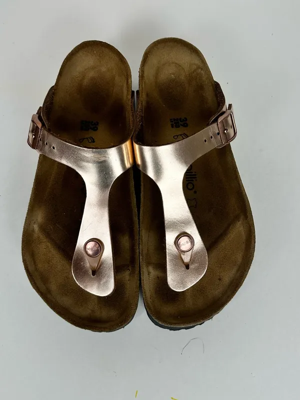 Birkenstock Papillio Gizeh Platform Rose Gold Leather Sandals Women’s 39 8-8.5 - Image 2