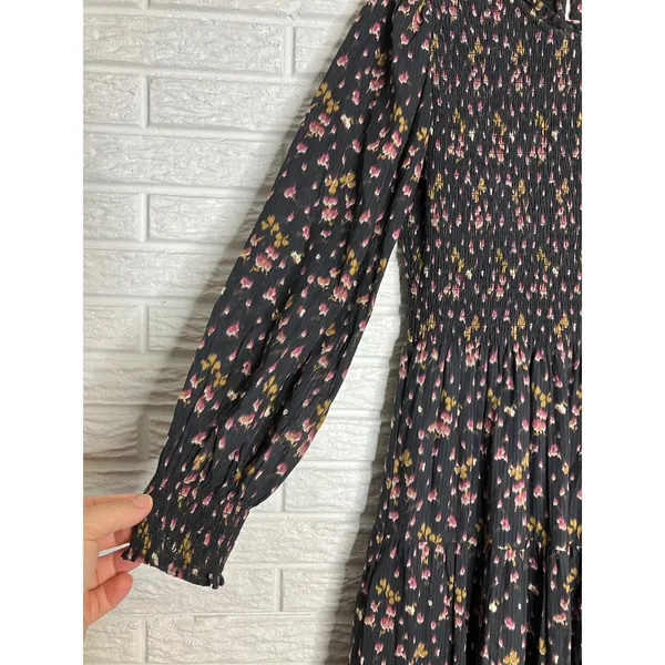Hill House Home Vivianne The Nap Dress long sleeve black pink women's size small - Image 4
