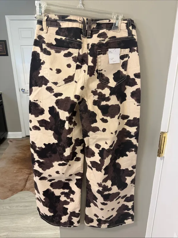 $99 NWT VIGOSS cow print baggy wide leg western jeans 5/27 - Image 8