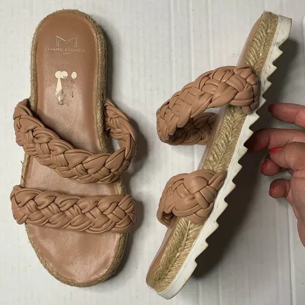MARC FISHER Jaime Braided Flat Espadrille Slip On Sandals Size 8 - Image 2