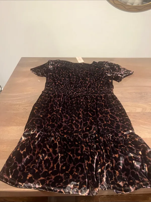 French Connection Girls' Leopard Velvet Dress - Brown and Black - Image 8