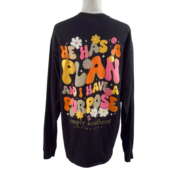 Simply Southern Long Sleeve Flower Hippie Christian T-Shirt Spiritual - Image 3