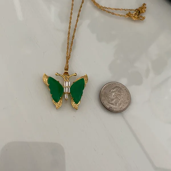 Green Jade Butterfly Necklace - Image 3