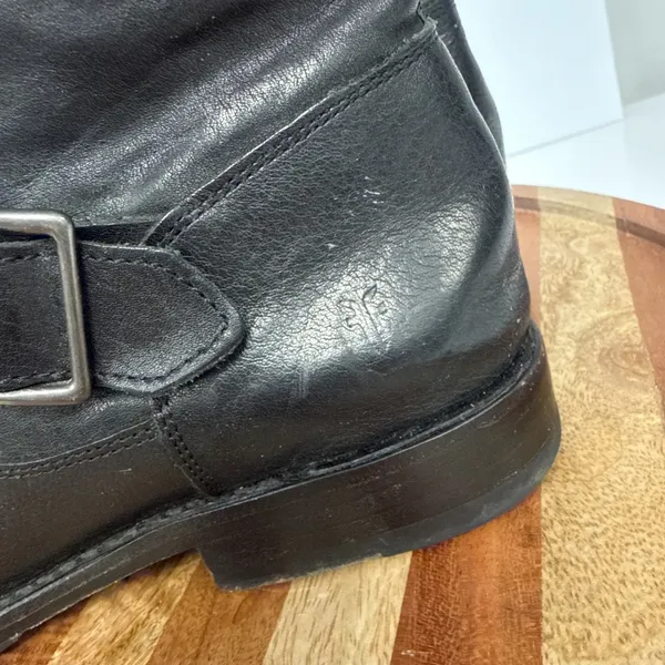 Frye Natalie Engineer Short Boots Size 8B Black Leather Moto Biker Pull On - Image 5