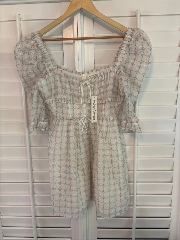 For Love And Lemons Libby White Eyelet Mini Dress Size Medium - Image 2