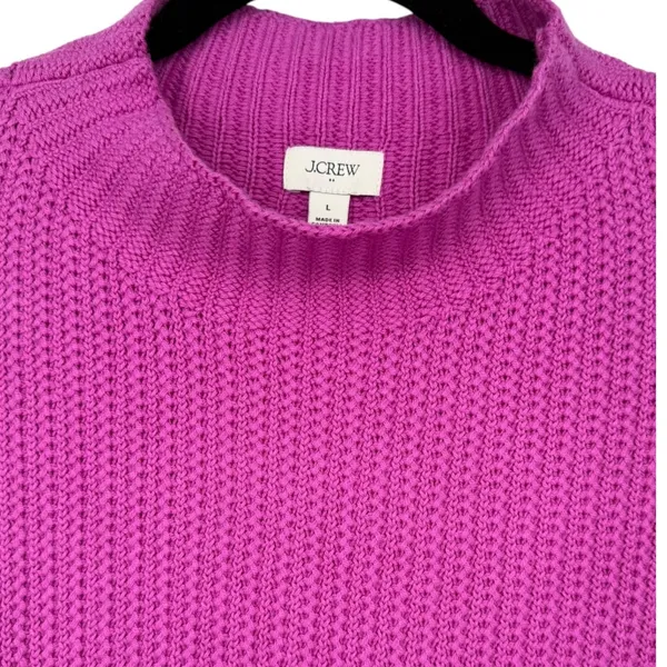 NWT J.Crew Womens Mock Neck Cotton Blend Sweater Fuschia Pink CP350 Size Large - Image 5