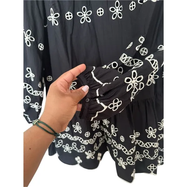 H&M Studio Cotton Eyelet Embroidery Mini Dress Size L - Image 2