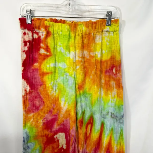 4OUR DREAMERS Medium Gauzy Pants Handmade Tie Dye‎ Elastic Pull On Spiral 901 - Image 3
