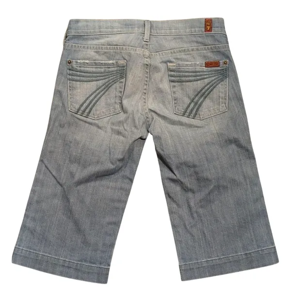 7 For All Mankind Womens 26 Dojo Short Jeans Light Wash Denim‎ Bermuda Made USA - Image 2