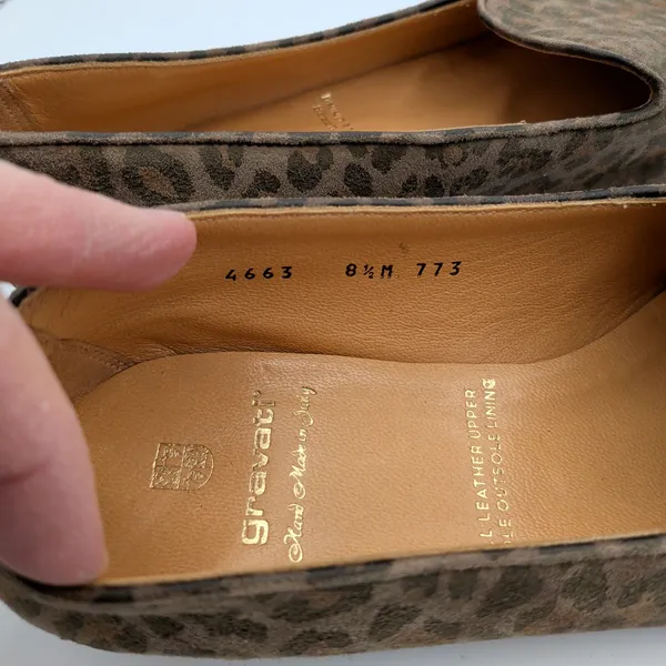 Gravati $675‎ Womens Leopard Print Suede Loafers Handmade Italy Brown 4663 8.5M - Image 8