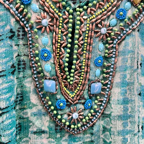 Chicos Beaded Kaftan Top Green Large‎ or XL - Image 6