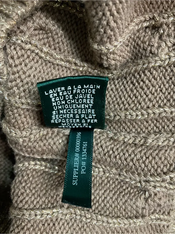 Lauren Ralph Lauren Metallic Gold Cable-Knit Boatneck Sweater Size Medium - Image 6