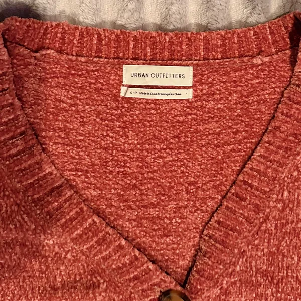 Urban Outfitters Rust Orange Chenille Cropped Cardigan Sweater‎ V-Neck Small - Image 3