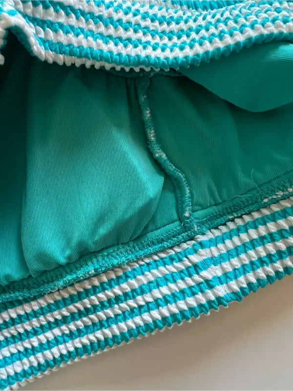 {American Eagle Aerie} Brand New Crinkle Stripe Longline Plunge Bikini Top - Image 9