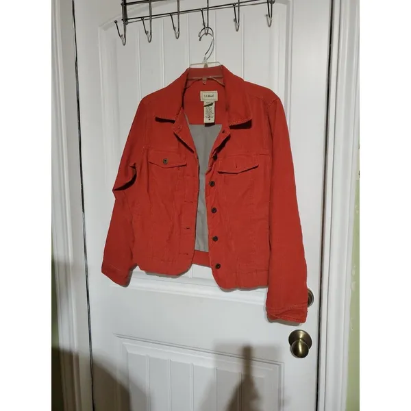EUC Ladies L.L. Bean Corduroy Burnt Orange Button Down Jacket SIZE XS - Image 5