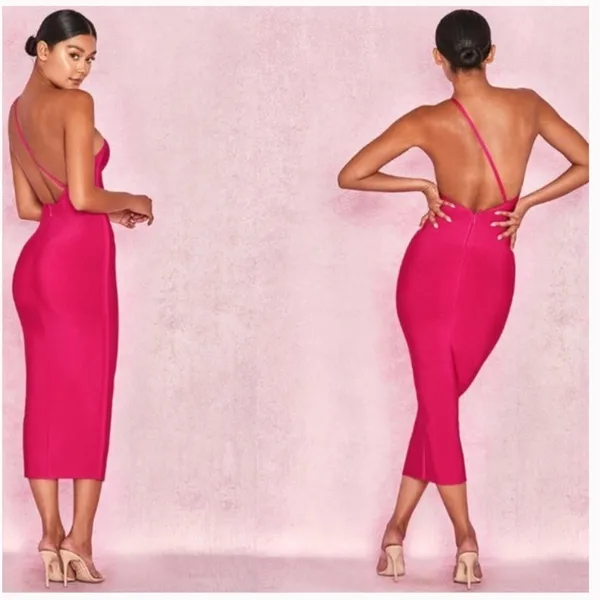 House of CB “Sasha” Hot Pink Midi Bandage Dress‎ NWOT size XS - Image 3
