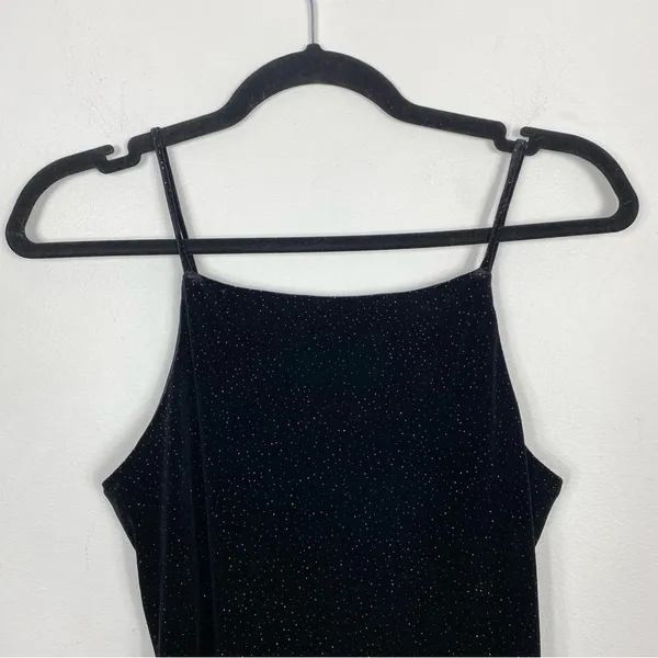 Vintage Be Smart Long Sparkly Black Velvet Dress - Image 3