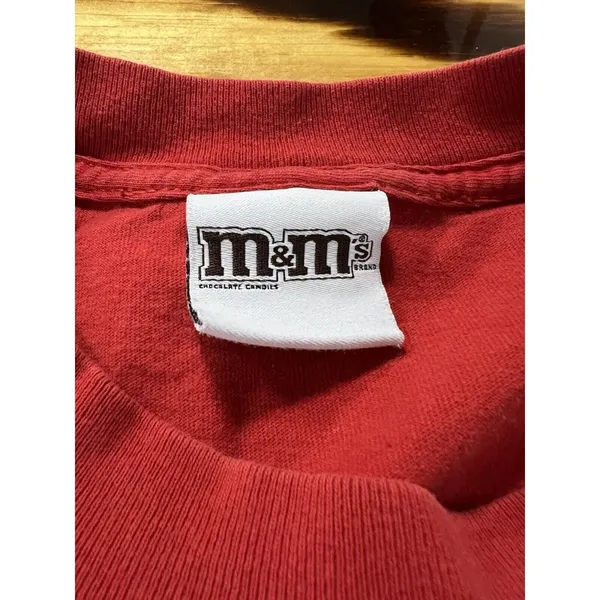 VINTAGE M&Ms Yellow T Shirt Size L/XL‎ Short Sleeve Graphic Red 90s Y2K - Image 4