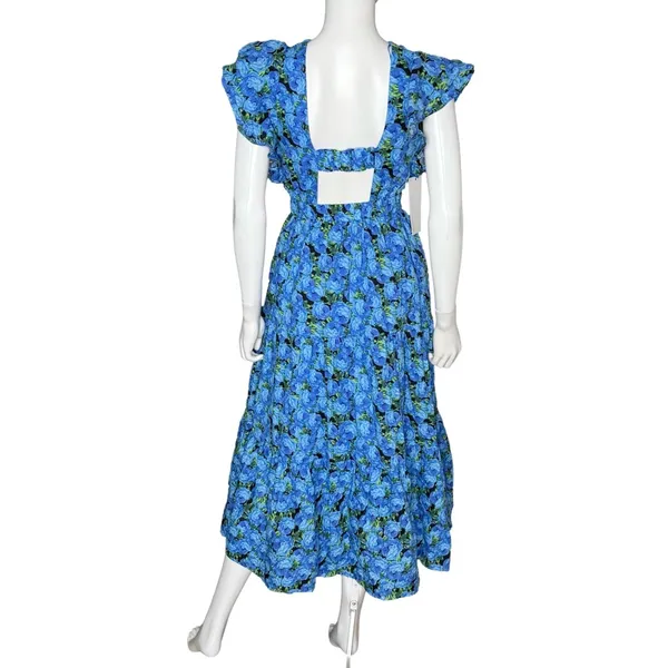 English Factory Women's Floral-Print Tiered Flutter-Sleeve Dress Blue Sz XS NWT - Image 6