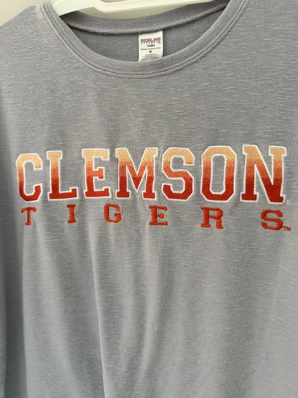 Clemson Tigers Sideline Apparel Embroidered Cropped Pullover Women’s M Gray - Image 5