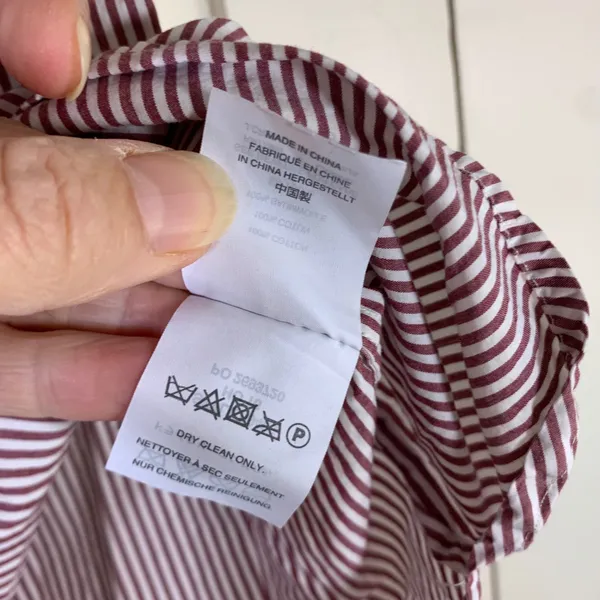J.Crew Womens Burgundy White Striped Ruffle Sleeveless Cotton Blouse Top Size 2 - Image 4