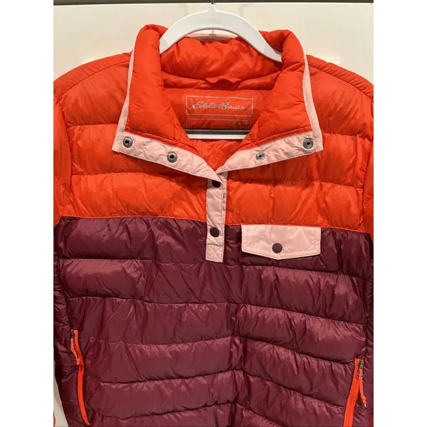 Eddie Bauer 1/4 Snap EB650 Down Puffer Pullover Jacket Women's Medium Retro - Image 2