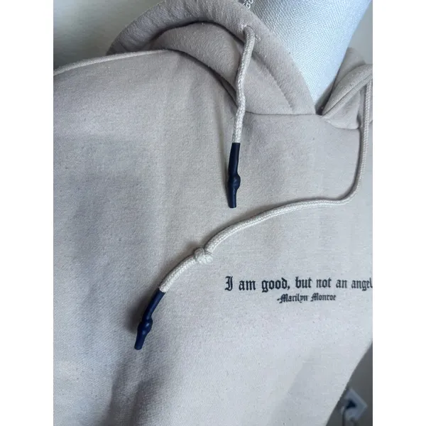 Forever 21 Marilyn Monroe Graphic Hoodie Beige Quote Sweatshirt Womens Medium - Image 6