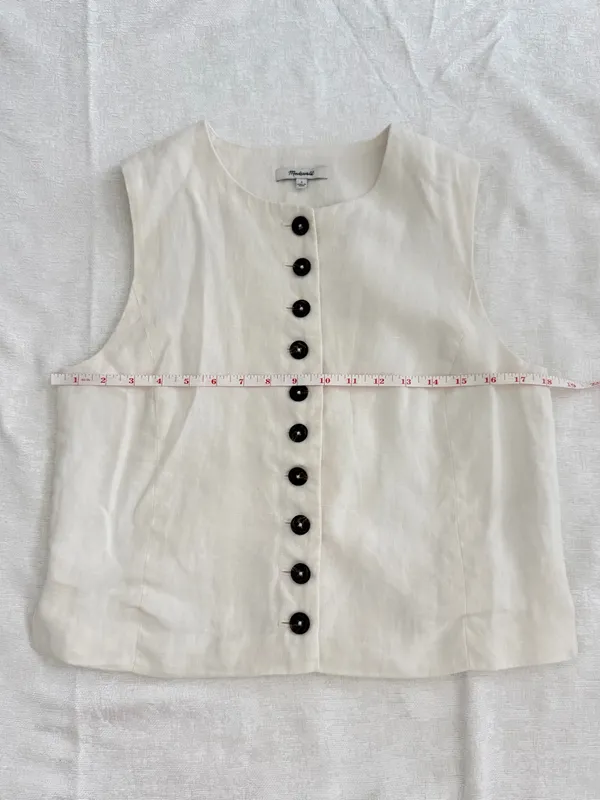 Madewell NWT Button-Front 100% Linen Shell Top Ivory Size 2 - Image 7
