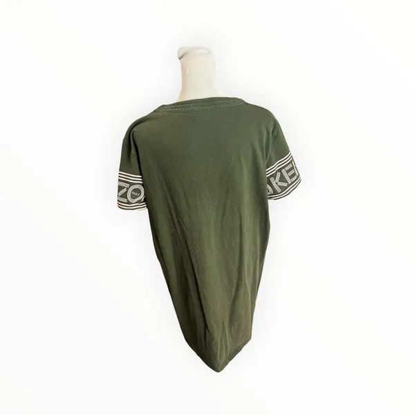 KENZO Paris Logo Sleeve T Shirt Dress Olive Green Cotton XL $328 - Image 5