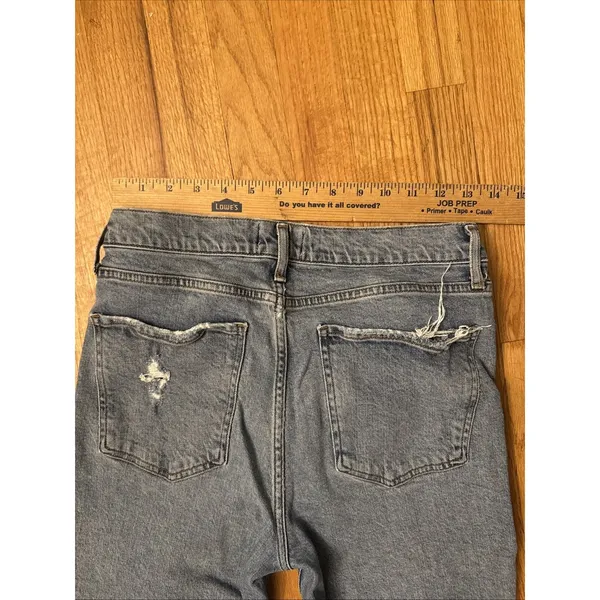Agolde 90's Pinch Button Fly Jeans 28 Blue High Rise Straight Organic Raw Hem - Image 7