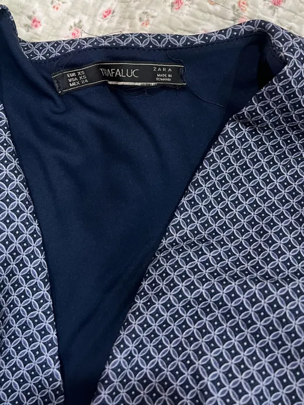 Zara Navy Geometric Sleeveless Wide-Leg Jumpsuit - Image 4