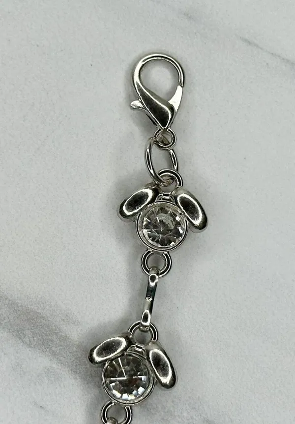 Y2K Rhinestone Flower Silver Chain Belt Extra Small/Small (XS/S) ✨ - Image 3