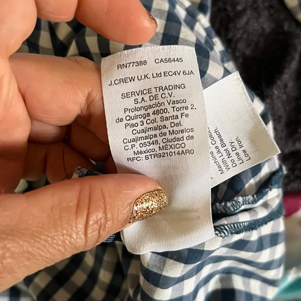 J.Crew x Universal Standard Gingham Tie‎ Blouse Preppy Chic Women Blue White XL - Image 7