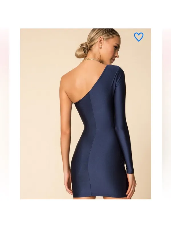 Superdown Midnight Blue Erika One-Shoulder Cut Out Dress Size Small - Image 3