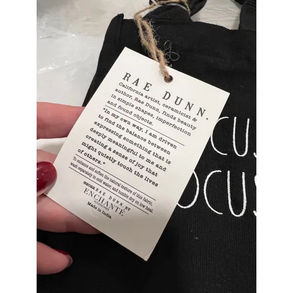 (2) Rae Dunn Small Canvas Black Hocus Pocus Tote Bag NWT - Image 5