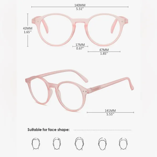 NEW Round Reading Glasses Blue Light Blocking Matte Frame Computer Readers Pink - Image 2