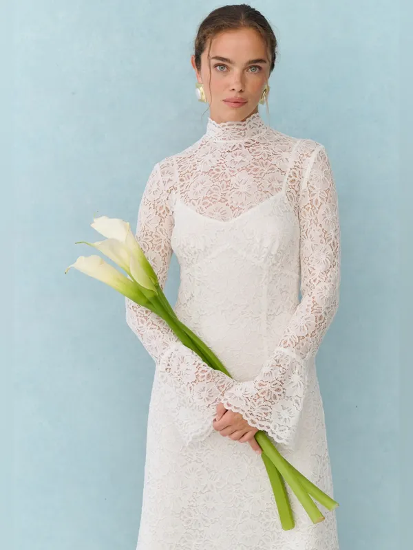 NWT Few Moda x Little White Looks Jen Dress size 8 white Lace bridal ivory - Image 3