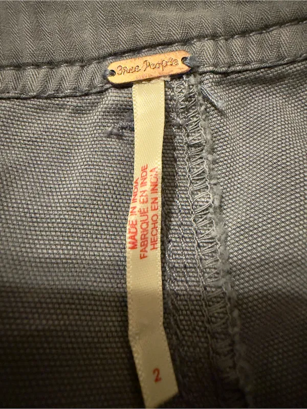 Free People High Rise Acid Wash Utility Pants Size 2 Grey Roll Tab OB1962140 - Image 3